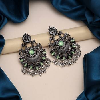 Pista green color oxidised earrings 1