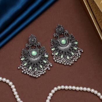 Pista green color oxidised earrings 2