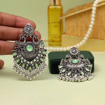 Pista green color oxidised earrings 3