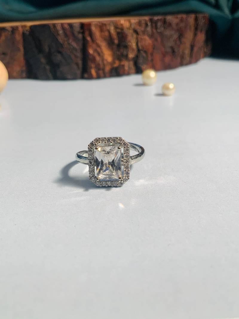 Charming silver plated american diamond ring ABDESIGNS 4202807