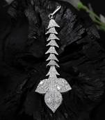 Silver color american diamond maang tikka