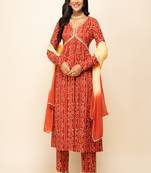 Beautiful Orange Colour Girlish Partywear Dress