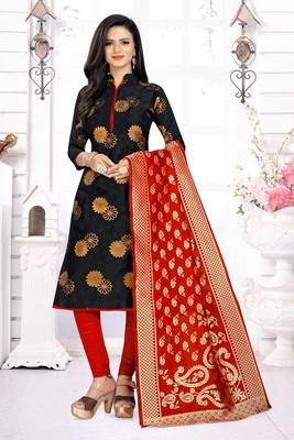Ethnic Black Colour Banarasi Silk Traditional Salwar Suit 1