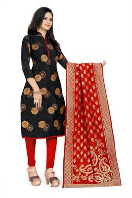 Ethnic Black Colour Banarasi Silk Traditional Salwar Suit 3