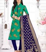 Ethnic Rama Colour Banarasi Silk Traditional Salwar Suit