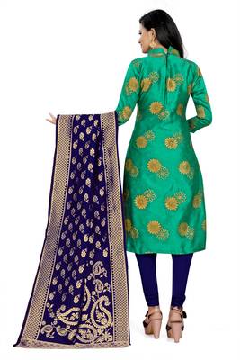 Ethnic Rama Colour Banarasi Silk Traditional Salwar Suit 2