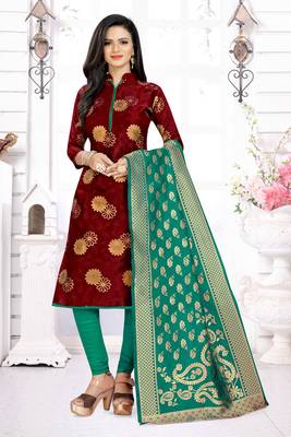 Ethnic Maroon Colour Banarasi Silk Traditional Salwar Suit 1