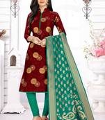 Ethnic Maroon Colour Banarasi Silk Traditional Salwar Suit