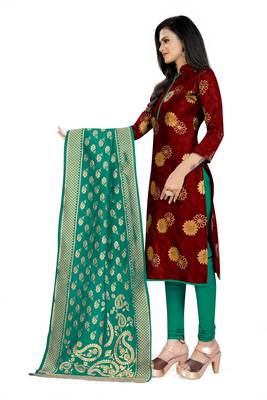Ethnic Maroon Colour Banarasi Silk Traditional Salwar Suit 3