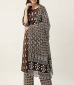 Brown Colour Smart Printed Readymade Cotton Dress