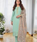 Ethnic Smart And Heavy Embroidered Sky Blue Colour Salwar Kameez