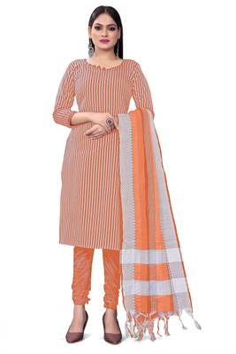 Orange Colour Cotton Ethnic Casual Salwar Suit 1