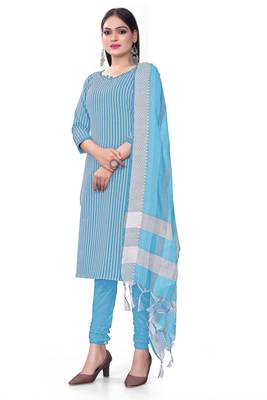 Blue Colour Cotton Ethnic Casual Salwar Suit 1