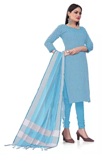 Blue Colour Cotton Ethnic Casual Salwar Suit