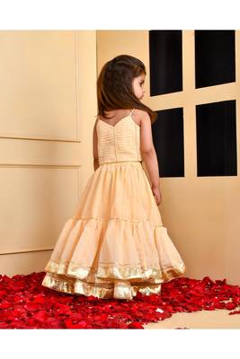 Beige layered chanderi lehenga set 2