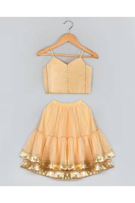 Beige layered chanderi lehenga set 3