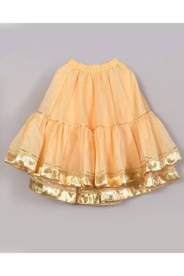 Beige layered chanderi lehenga set 4