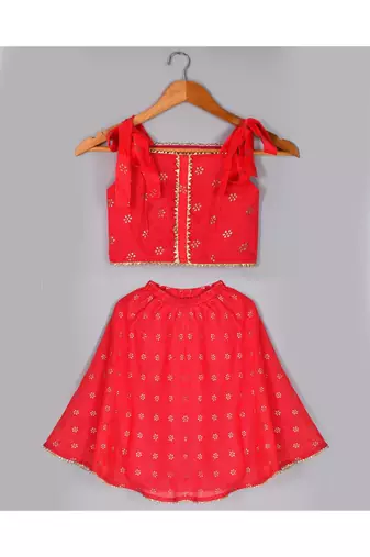 Red floral lehenga set