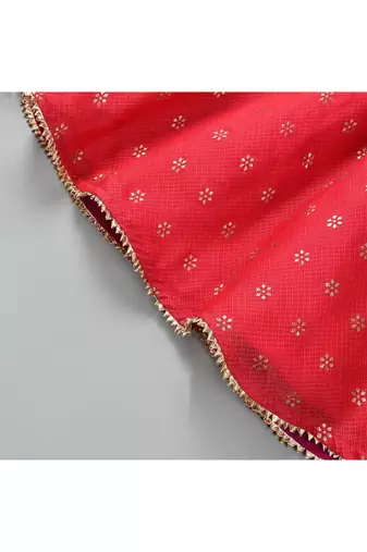 Red floral lehenga set