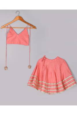 Peach sequined silk lehenga set 3
