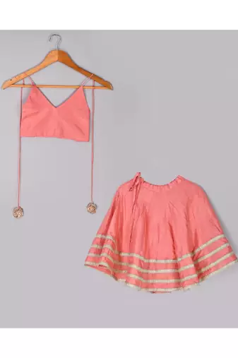 Peach sequined silk lehenga set