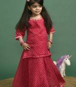 Magenta leheriya kurta lehenga set