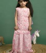 Pink white kurta and lehenga set