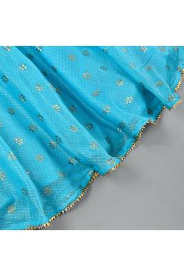 Blue kota doriya lehenga top set 4