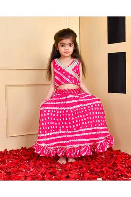 Magenta bandhani silk lehenga set 1