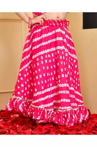 Magenta bandhani silk lehenga set