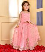 Peach sequence lehenga set