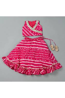 Magenta bandhani silk lehenga set 4