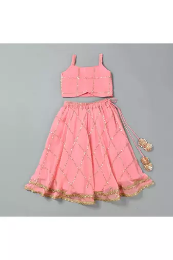 Peach sequence lehenga set