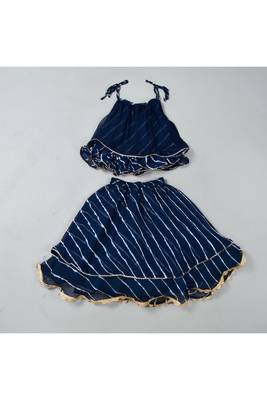 Blue leheriya skirt top set 1
