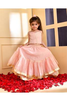 Powder pink chanderi lehenga set 1