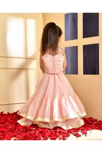 Powder pink chanderi lehenga set