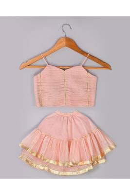Powder pink chanderi lehenga set 3
