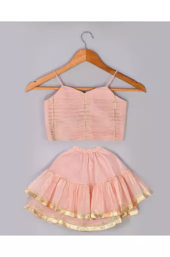 Powder pink chanderi lehenga set