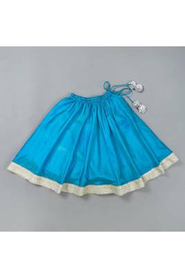 Teal blue back bow silk lehenga set 2