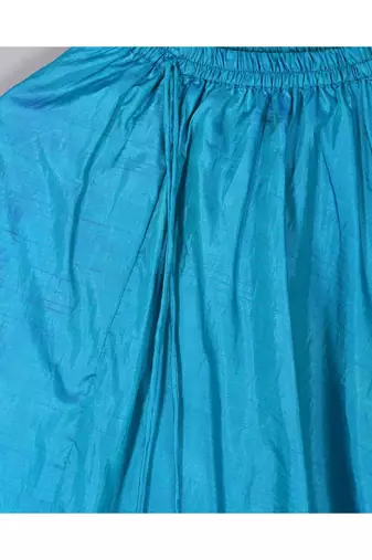 Teal blue back bow silk lehenga set