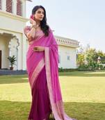 Elegant Pink And Wine Sober Woven Designer Saree