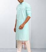 Plain cotton blend kurta pajama