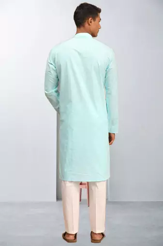 Plain cotton blend kurta pajama