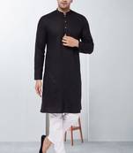 Plain cotton blend kurta pajama