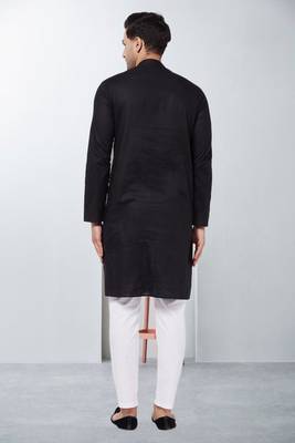 Plain cotton blend kurta pajama 4