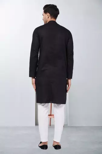 Plain cotton blend kurta pajama