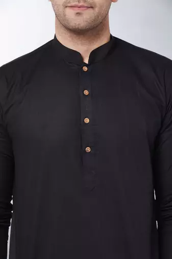 Plain cotton blend kurta pajama
