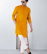 Plain cotton blend kurta pajama