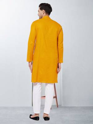 Plain cotton blend kurta pajama 3
