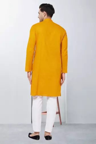 Plain cotton blend kurta pajama